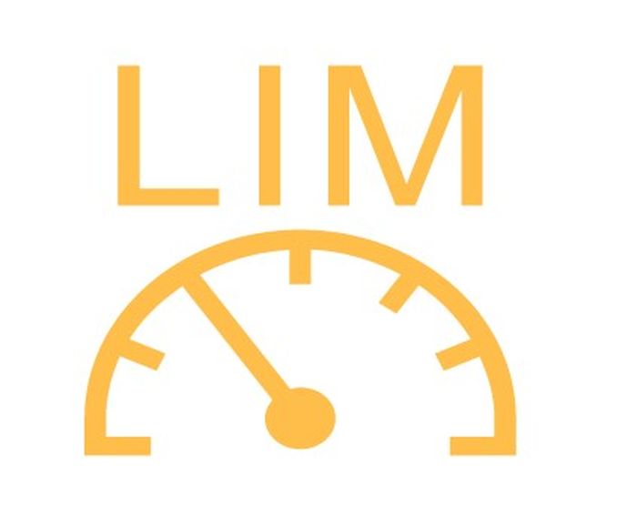 Indikator bergambar speedometer dengan tulisan &quot;LIM&quot;
