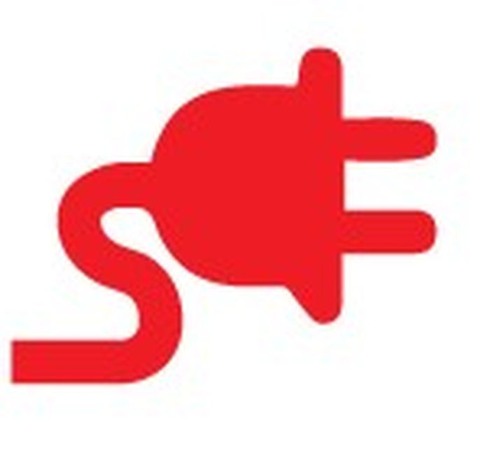 Indikator bergambar steker atau colokan warna merah