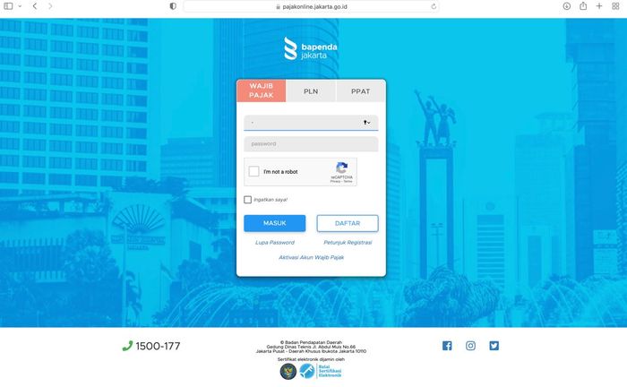 login ke akun pajakonline.jakarta.go.id