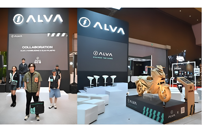 Koleksi Kolaborasi ALVA x Humblezing x Olah Plastic dan Kolaborasi ALVA x Dus Duk Duk di IIMS 2024.