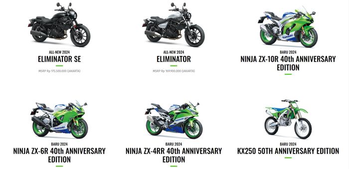 Tiga Kawasaki Ninja 40th Anniversary Edition di website resmi Kawasaki Indonesia