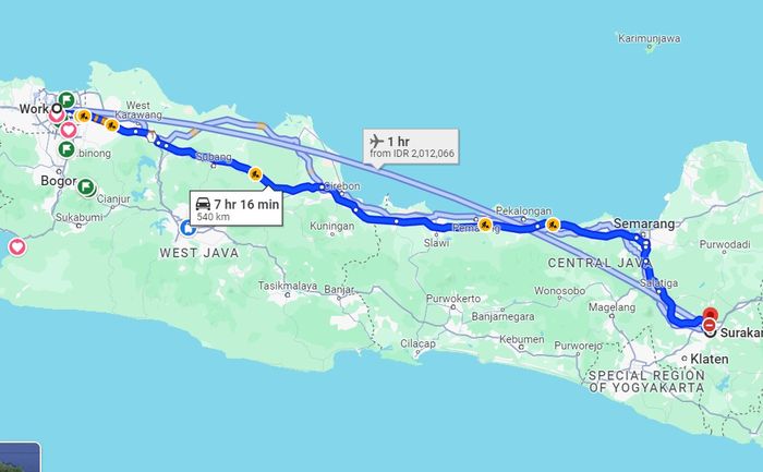 Rute Jakarta-Surakarta yang jarak tempuhnya sama dengan jarak tempuh NEDC MG Maxus 9.
