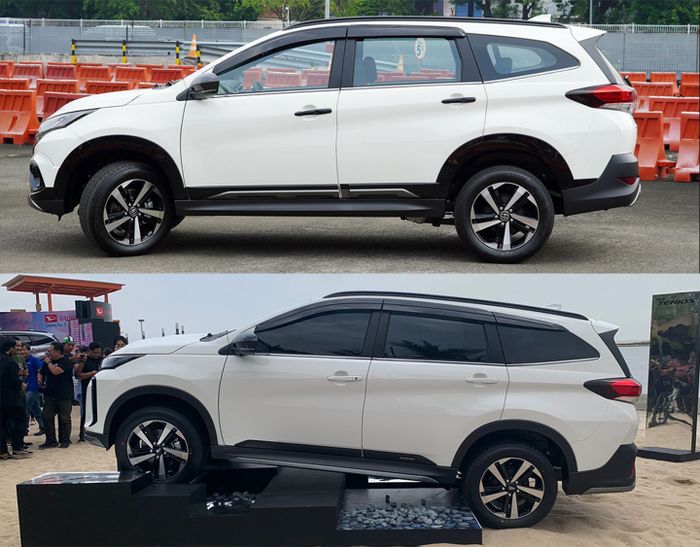 Perbandingan samping Toyota Rush GR Sport dan Daihatsu Terios R Custom.