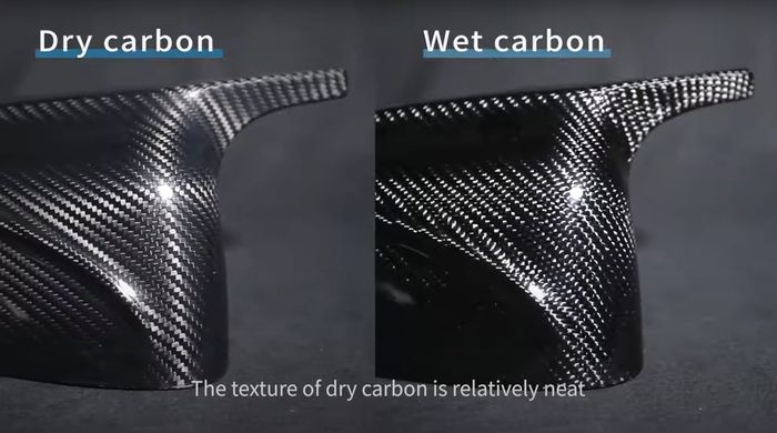 Perbedaan tekstur antara serat karbon Wet Carbon dan Dry Carbon