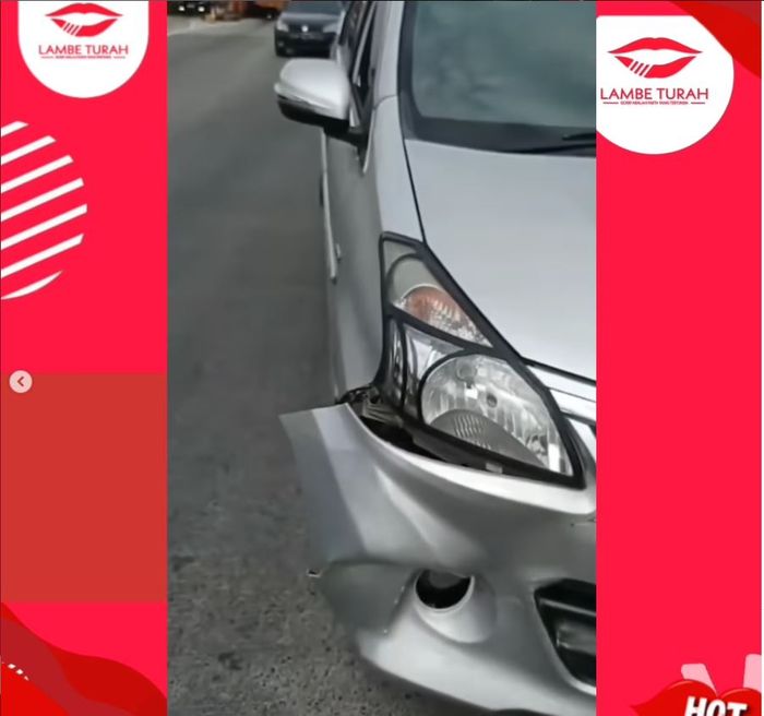 Kerusakan pada Toyota Avanza yang sengaja ditabrak oknum Polisi AKP HS memakai Mitsubishi Pajero Sport di gerbang tol Binjai