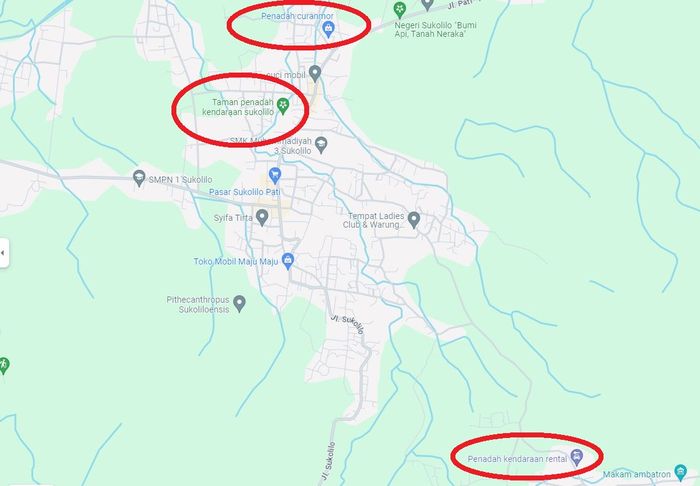 Dalam lingkaran merah sebutan negatif untuk beberapa wilayah di kecamatan Sukolilo Pati Jawa Tengah