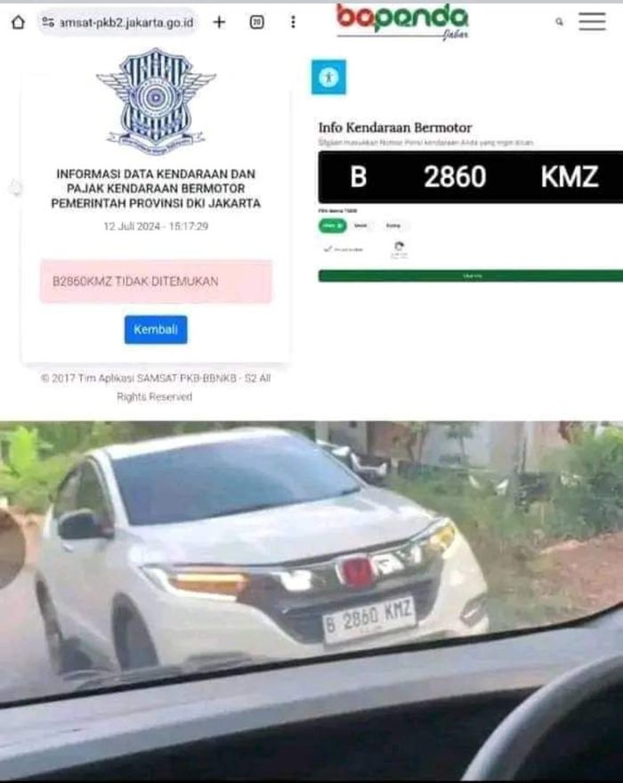 Data kendaraan tidak muncul di aplikasi Samsat Jakarta