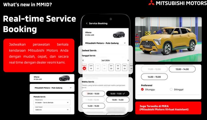 Bisa melakukan real time service booking di aplikasi MMID