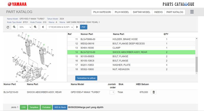 Harga parts Yamaha NMAX 'Turbo' sudah bisa dicek di aplikasi Yamaha Parts Catalogue