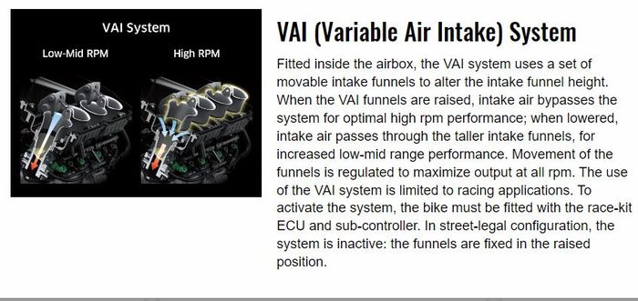 hadirnya fitur VAI dapat mengoptimalkan performa di low-mid rpm dan high rpm