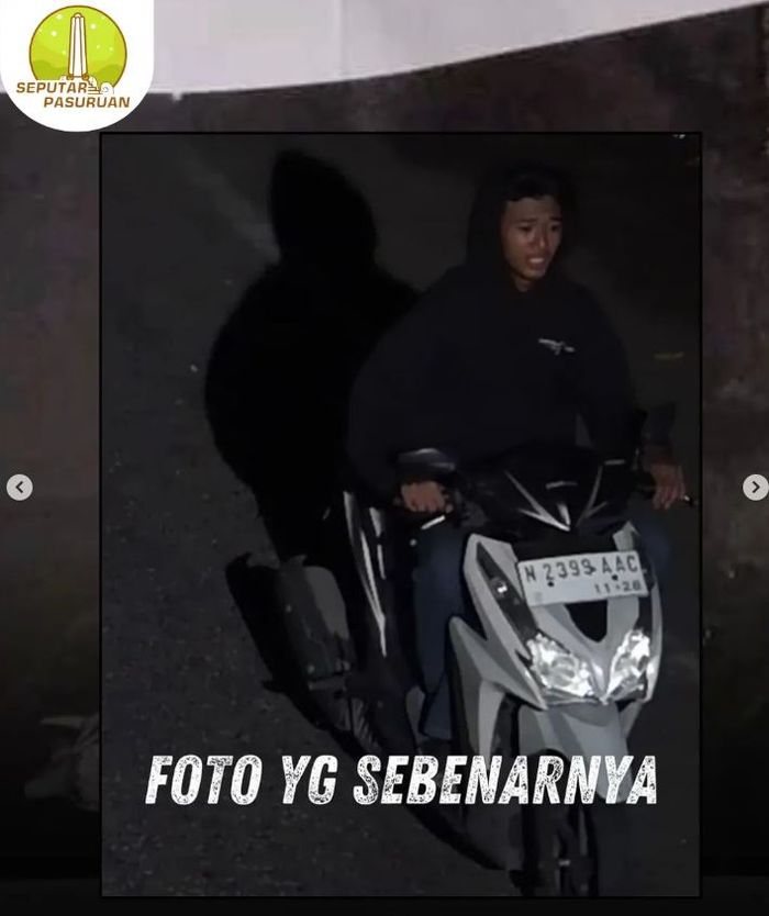 Inilah foto pengendara Honda Vario 125 yang terkena e-tilang karena tidak mengenakan helm sebelum diedit memboncengkan pocong