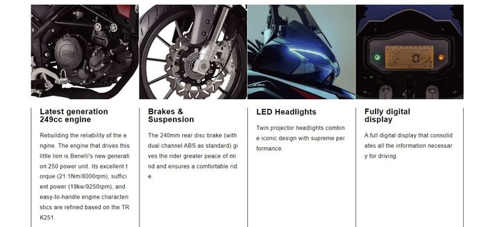 fitur utama Benelli TRK251