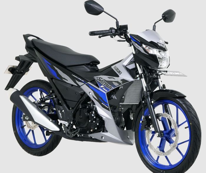 detail tampilan Suzuki Satria F150 warna Metallic Mat Fibroin Gray-Titan Black