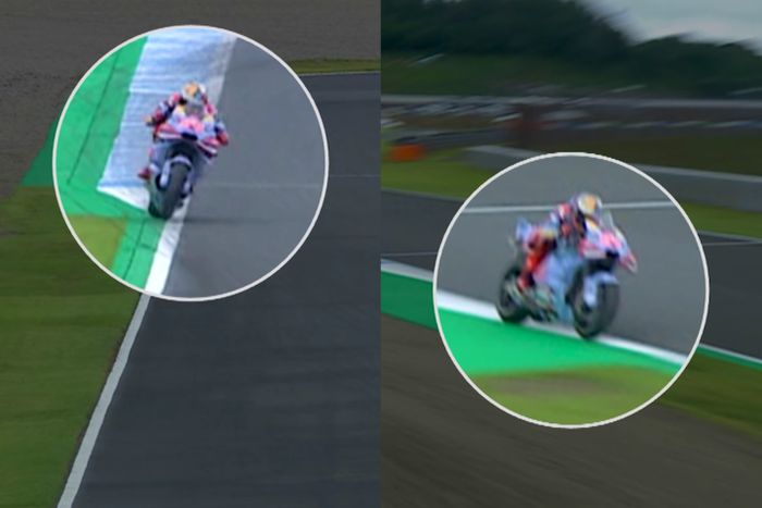 Video detik-detik Marc Marquez menyentuh garis hijau tikungan 4 Sirkuit Motegi di kualifikasi MotoGP Jepang 2024, Sabtu (5/10/2024). 