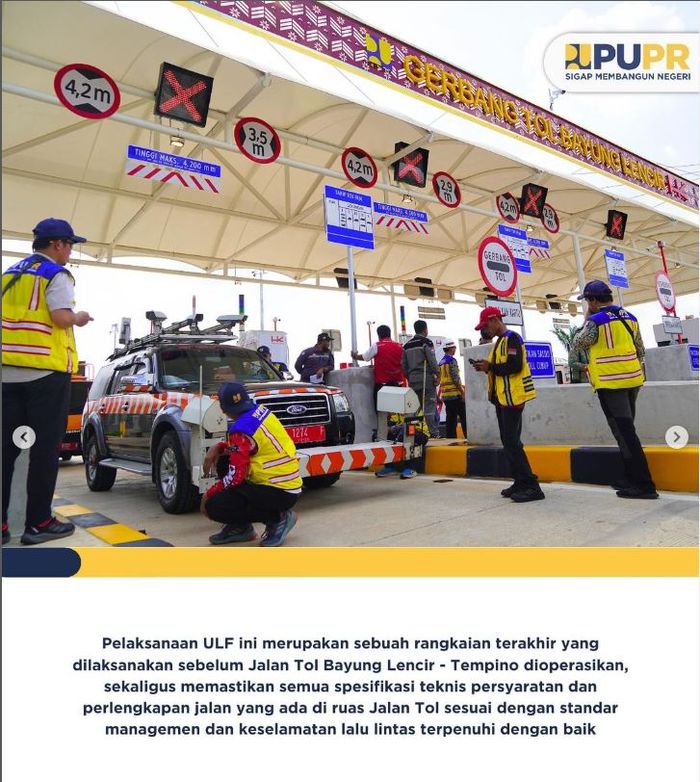 Uji Laik Fungsi tol Bayung Lencir-Tempino 