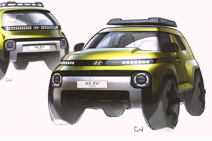 Sketsa desain Hyundai Inster Cross.