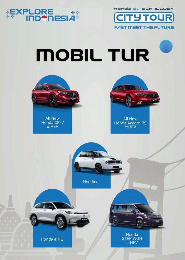 Deretan line-up mobil elertrifikasi Honda yang akan dijajal awak media nasional dan media lokal Sumatera Selatan di acara Honda e:Technology City Tour