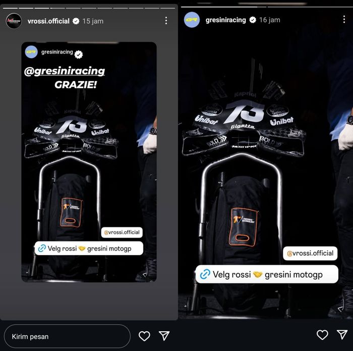Unggahan Instagram Gresini Racing soal kerja sama dengan Velg Rossi
