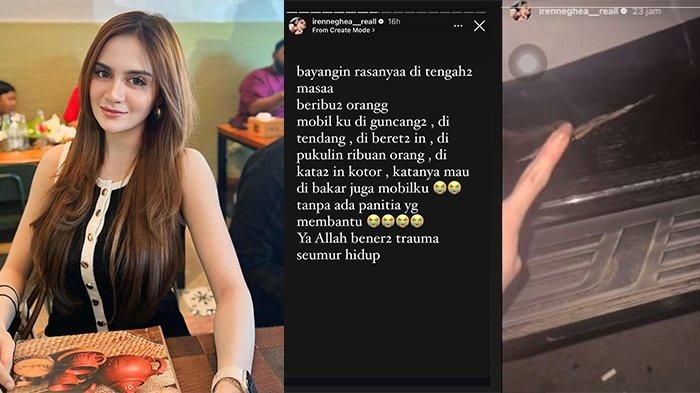 Mobil penyanyi Irenne Ghea mendapat perlakuan tak menyenangkan saat akan masuk ke acara CB Nganjuk