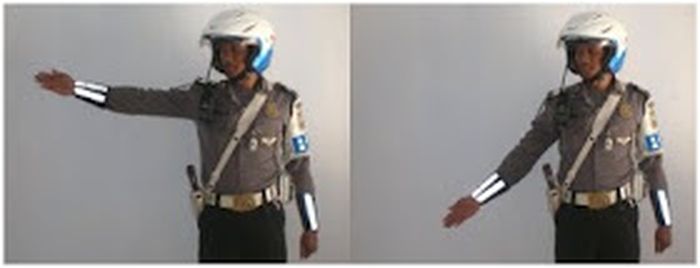 Gerakan ke 11 : Memperlambat kendaraan dari arah depan petugas