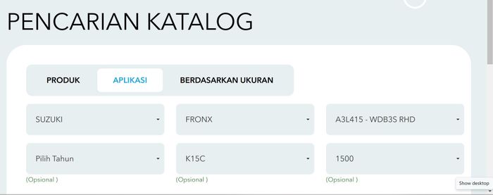 Pencarian spare parts Suzuki Fronx di internet
