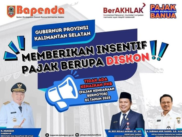Pemprov Kalimantan Selatan gelar diskon pajak kendaraan Januari 2025.