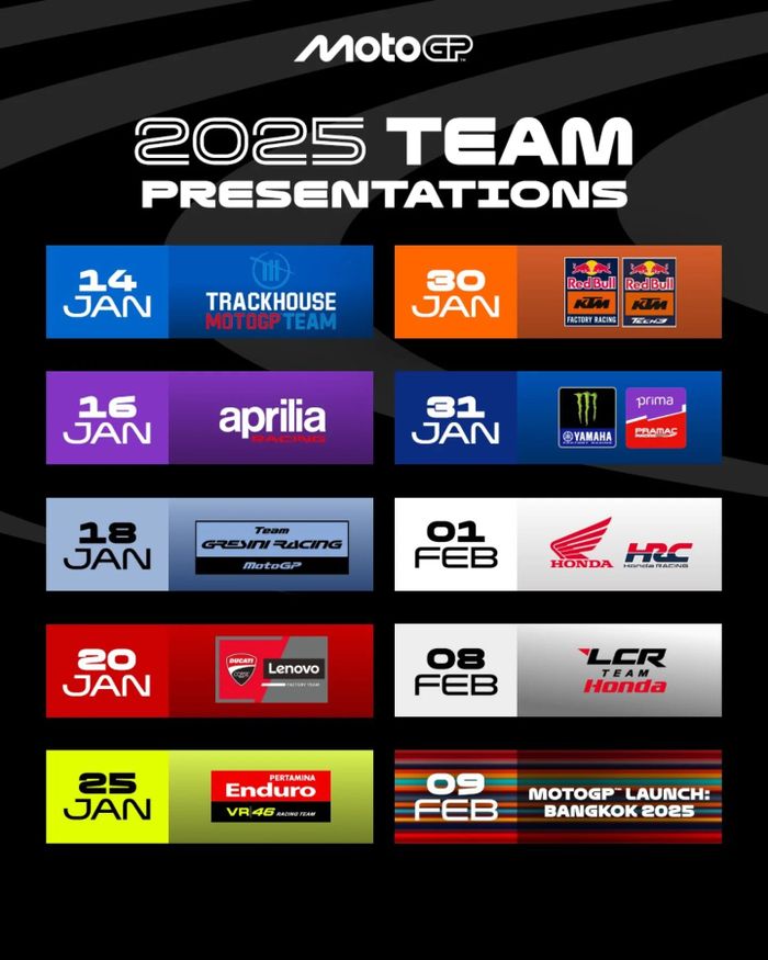 Jadwal launching tim MotoGP 2025