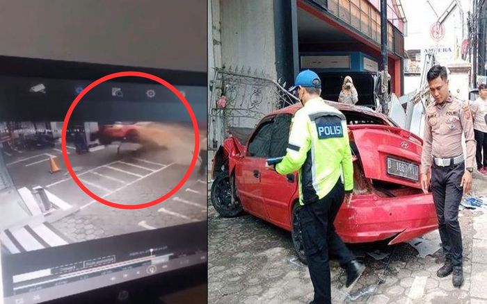 Tangkap layar Hyundai Avega melayang di Jatinangor hingga menewaskan seorang juru parkir, Senin (27/1/2025) pagi