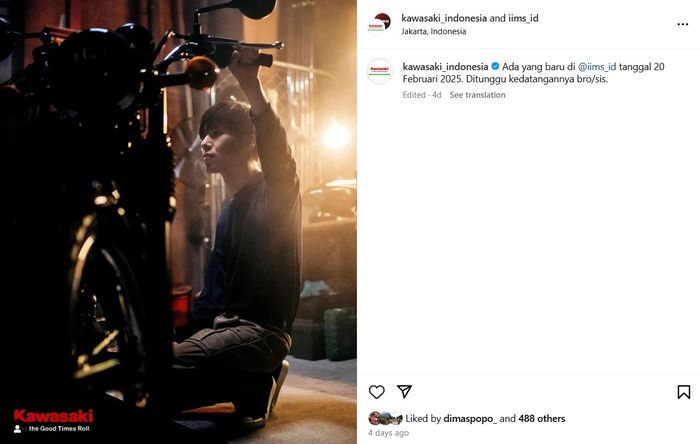 Postingan Kawasaki Indonesia tentang motor baru yang akan diluncurkan