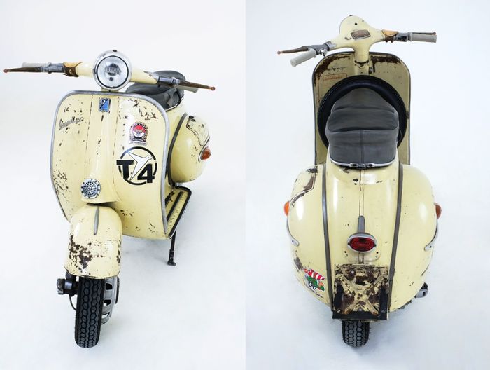 Tampilan Vespa Kongo, ciri khas ada gambar Garuda di bodi depan