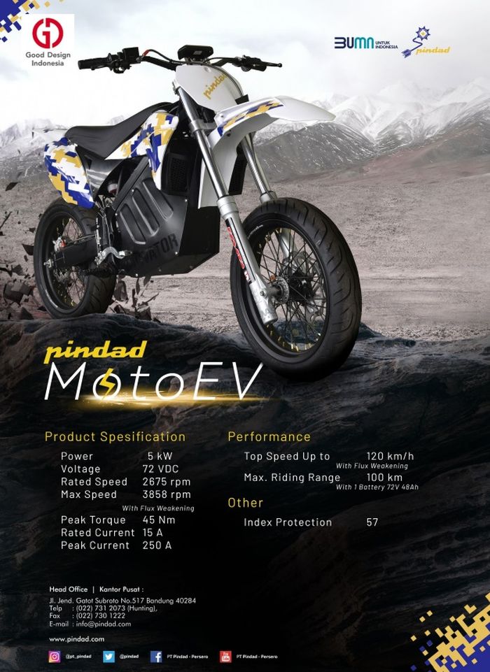 Spesifikasi teknis Pindad MotoEV