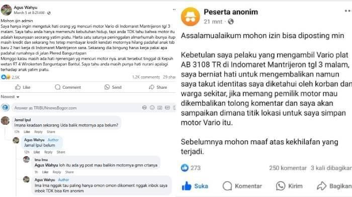 Viral di media sosial maling motor berniat mengembalikan motor curian setelah tahu unit yang diambilnya milik seorang yatim piatu