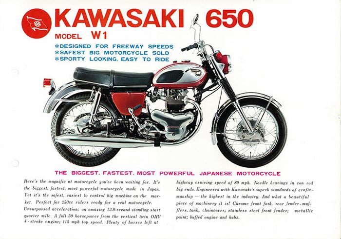 Kawasaki W1 andalan untuk ekspor ke Amerika Serikat yang merupakan pasar motor terbesar saat itu. 