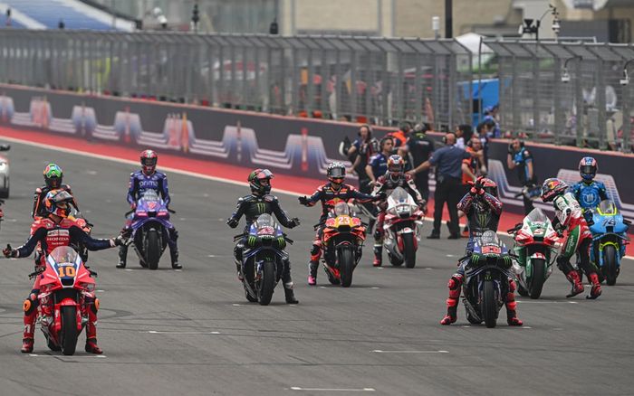 Momen kekacauan pada start MotoGP Amerika 2025 (31/3/2025) di Circuit of The Americas atau COTA, Austin, Texas yang dipicu oleh Marc Marquez,