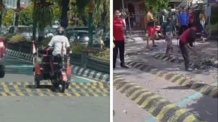 Polisi tidur di Klaten yang viral belum lama ini akhirnya dibongkar