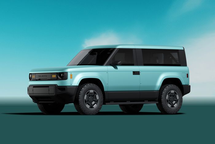 Slate Truck dengan wrap warna biru langit. Salah satu inspirasi langsung dari Slate Auto.