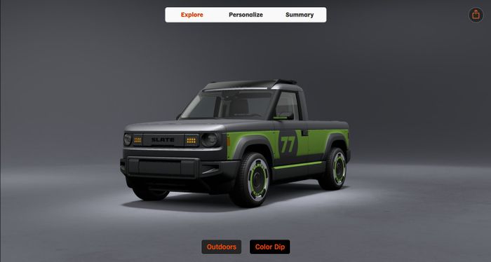 Tampang Slate Truck pada konfigurator Slate Auto.