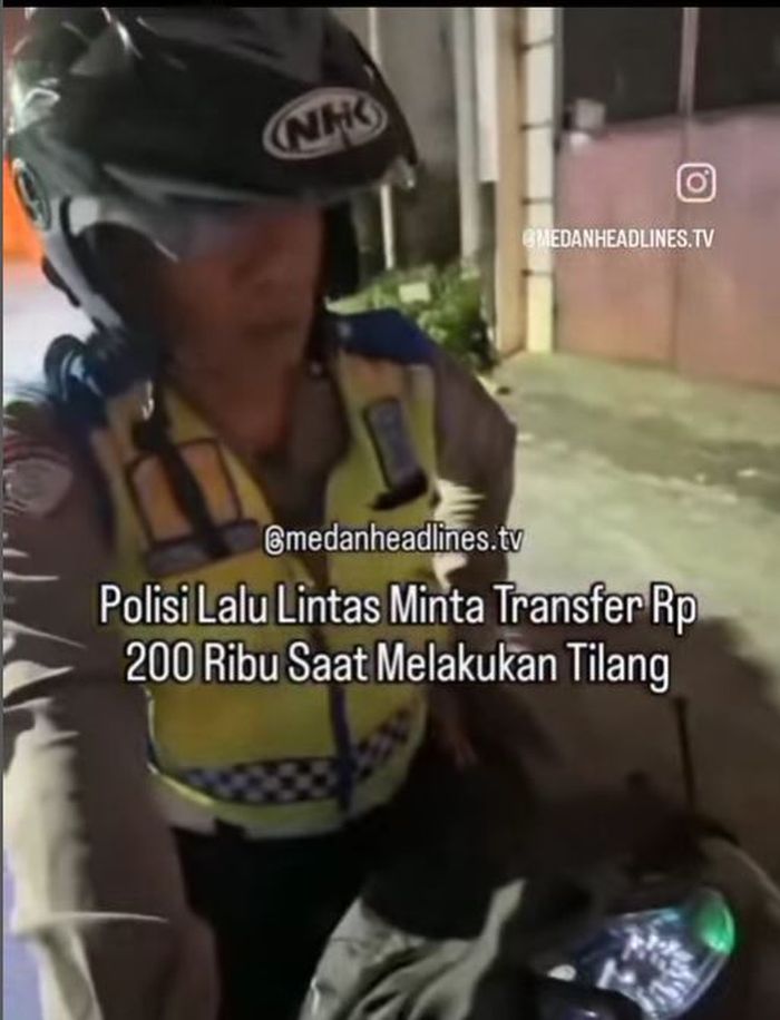 Bripka HS, anggota Unit Lantas Polsek Medan Baru yang meminta pelanggar lalu lintas transfer denda tilang Rp 200 ribu via aplikasi DANA