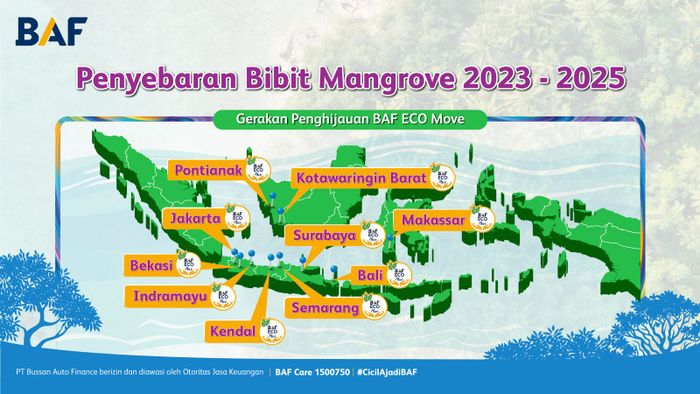 Penyebaran bibit mangrove BAF ECO Move sejak tahun 2023.