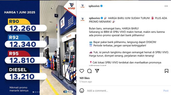 Harga BBM Vivo di Indonesia per 1 Juni 2025