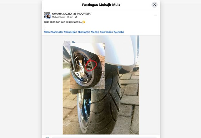 Postingan di group Facebook Yamaha Fazzio 125 Indonesia