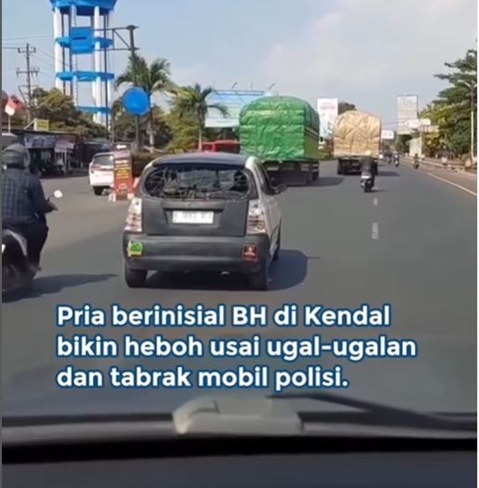 Momen saat BH, pecatan anggota TNI melaju ugal-ugalan naik KIA Picanto di depan iring-iringan Kapolres Kendal, AKBP Hendry Susanto Sianipar