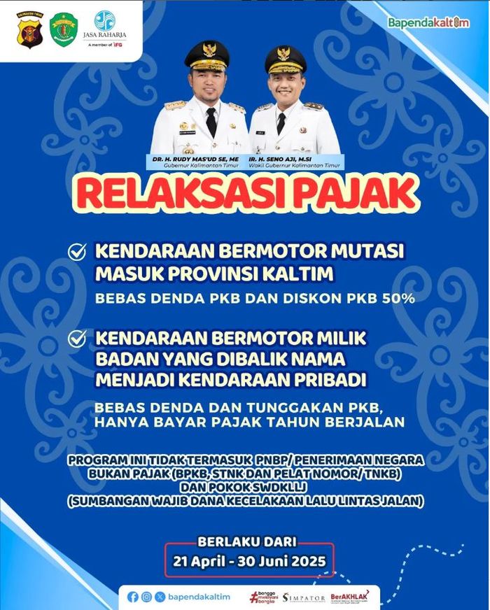 Program pemutihan pajak kendaraan di provinsi Kalimantan Timur berakhir pada 30 Juni 2025