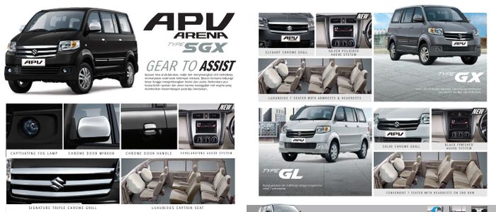 detail Suzuki APV tipe SGX, GX, dan GL