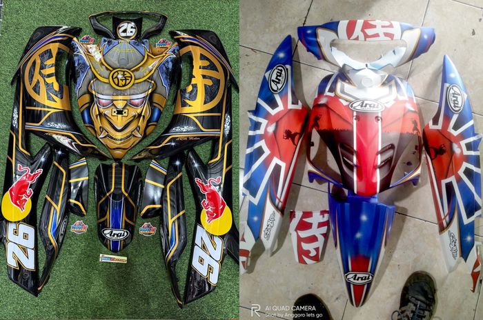 Motif helm disesuaikan agar terlihat pas di bodi motor