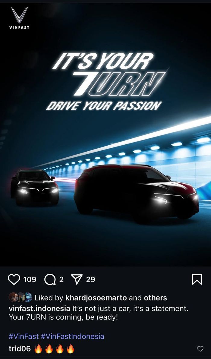 Postingan akun Instagram VinFast Indonesia