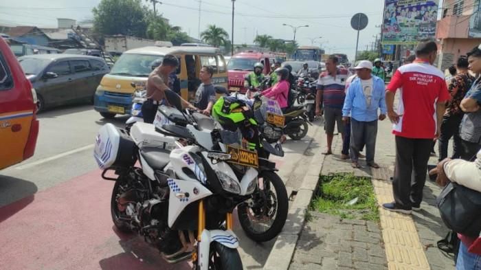 Moge PJR Yamaha MT-09 Tracer dan BMW F 850 GS yang menabrak nenek Rodiah (70) di kota Medan, Sumatera Utara