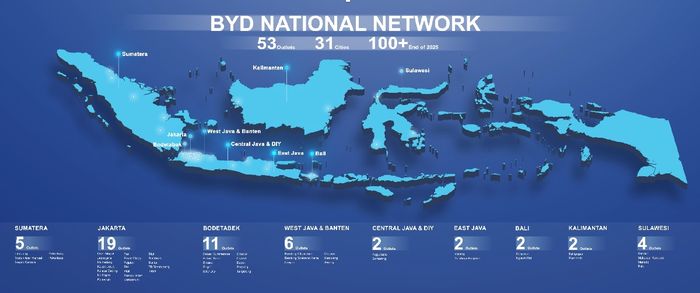 Dealer BYD yang tersebar di Indonesia