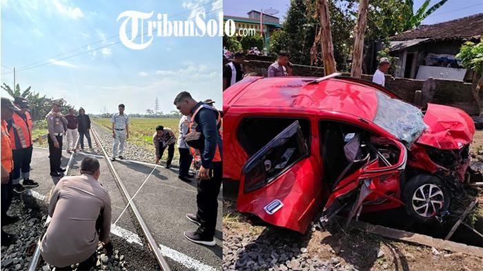 Kondisi Agya ringsek susai terlibat tabrakan dengan KA Batara Kresna