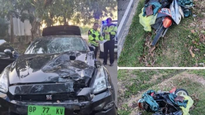 Nissan GT-R35 tabrak Yamaha Mio J hingga pengendara tewas di jl Ahmad Yani, Batam Kota, kota Batam, Kepulauan Riau